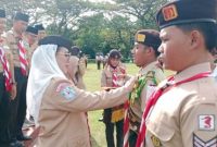 Foto : Senator Dapil Bengkulu Destita Kharilisani mengobarkan semangat juang generasi muda Pramuka untuk terus berkarya dan berinovasi.