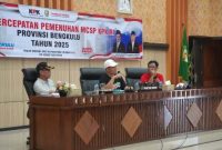 Foto : Rapat evaluasi dan percepatan MCSP  dipimpin langsung oleh Penjabat Sekretaris Daerah Provinsi Bengkulu, Herwan Antoni,